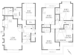 子育て世代にもうれしい、和室のある間取りです。　様々な用途に用いる事のできるスペースを設け、様々なライフスタイルの変化に対応できるプラン
