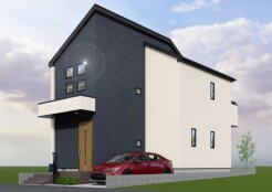 周辺の街並みの中で適度な主張、生活に溶け込むシンプルなデザインの外観が魅力の一戸建です。
