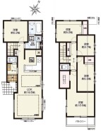 大小5つのお部屋を備えた5LDKプラン。
お家の中心にキッチンを配置した間取り設計。
