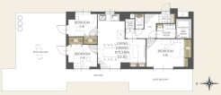 全てのお部屋がルーフバルコニーに面している間取りです。