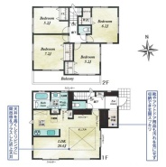 モデル間取り：建物価格　2,233万円、建物面積　104.95平米