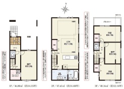 収納スペースが豊富な都市型の3階建て住宅。