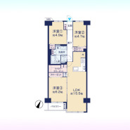 3つの居住空間と広々としたLDKが、ゆったりとした暮らしを叶える住まい。各部屋には収納も備わり、すっきりと整頓された快適な毎日をお過ごしいただけます

