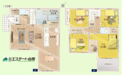 2号棟 22.8帖のゆとりあるリビングとウォークイン付き9.2帖の主寝室を是非現地でご覧になってみて下さい。