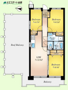 広々としたルーフバルコニー付きのお部屋です。