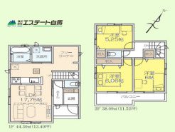1号棟 南向きバルコニーの2階建ての新築戸建て。
フリーコーナーはリモートスペースにも、勉強机を置いても、パントリーにも使えます。