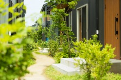 （過去のプロジェクトの竣工写真）敷地に軒路をつくり、植栽で囲むような敷地設計になります。
・プラン建物面積：建物90.90平米PLAN 
・プラン建物価格：3,960万円（税込）