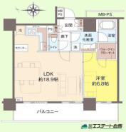 一人もしくは2人で暮らすのには丁度よいサイズのお部屋です。