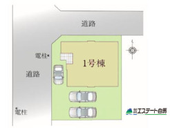 角地に面した解放感のある立地です。