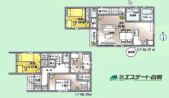 ２階にＬＤＫと水回り設備を全て配備！
生活がラクになる便利な間取りです。