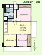 南東角部屋の３ＬＤＫ。