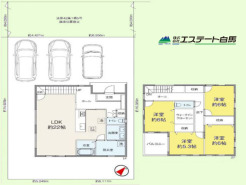 22帖の広々リビングのある間取り。室内の見学も出来ますのでお気軽にお問合せ下さい。