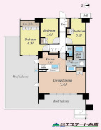 開放感のある三方角部屋です。