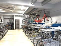 整然と並べられた自転車たちが、日々の移動を支える安心感を生み出しています。