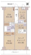 南東向き、サービスルーム付きの2LDK。