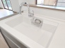 キッチンシンクには、浄水機能付きのタッチレス水栓を装備！
人工大理石のシンクは水垢が目立たず、オシャレな見た目を保つことができます。