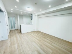 ダウンライトが空間に奥行きを与え、シンプルで清潔感のある美しい佇まいを演出しています