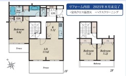 広々としたメゾネットタイプの3LDKの間取り
