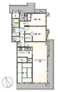 リビングから和室までがL字型のバルコニーなので、陽の光がたくさん入ります。様々な用途に用いる事のできるスペースを設け、様々なライフスタイルの変化に対応できるプラン