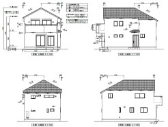 住まいの輪郭を丁寧に描き出した外観設計図面です。端正なフォルムが暮らしの安心感を高め、これから描く未来の生活をしっかりと支える堅実な住まいとしての佇まいを物語っています