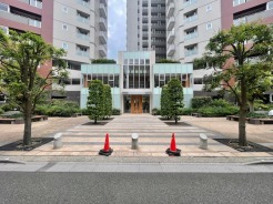 敷地内に緑を。ベンチもあるので休憩もできます。