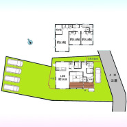 緑豊かな広々とした敷地に佇む、穏やかな暮らしを育む住まい。ゆとりある空間設計と、心地よい風が通り抜けるような開放感が、日々の穏やかなひとときを彩ります
間取り