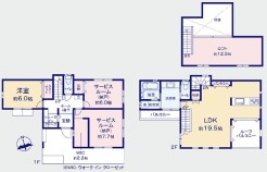 プライバシーの守られた2階リビングは19.5帖の広々空間です。
固定階段式のロフトも十分な広さです。