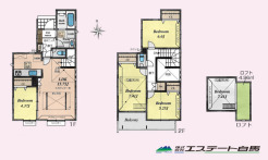 全居室2面採光で各お部屋に光の入る設計です。
主寝室にはロフトも付いてお部屋を広く使えます。