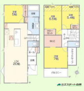 1号棟 リビング20帖とゆとりのある間取りです。