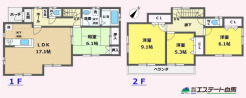 全居室南向き。主寝室は9.1帖と広さがあります。