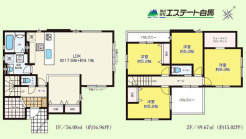 31坪の広い間取り。
主寝室にはウォークインクローゼットも付いております。