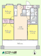 4部屋中3部屋が南向き!
明るく風通しの良い3LDK。