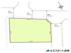 土地面積は151.67平米。約45.9坪。
北東角地の整形地です。また、西側も通路になっております。