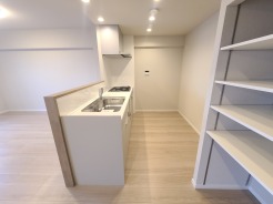 清潔感のある空間に、温かみのある木目がアクセントを添えます